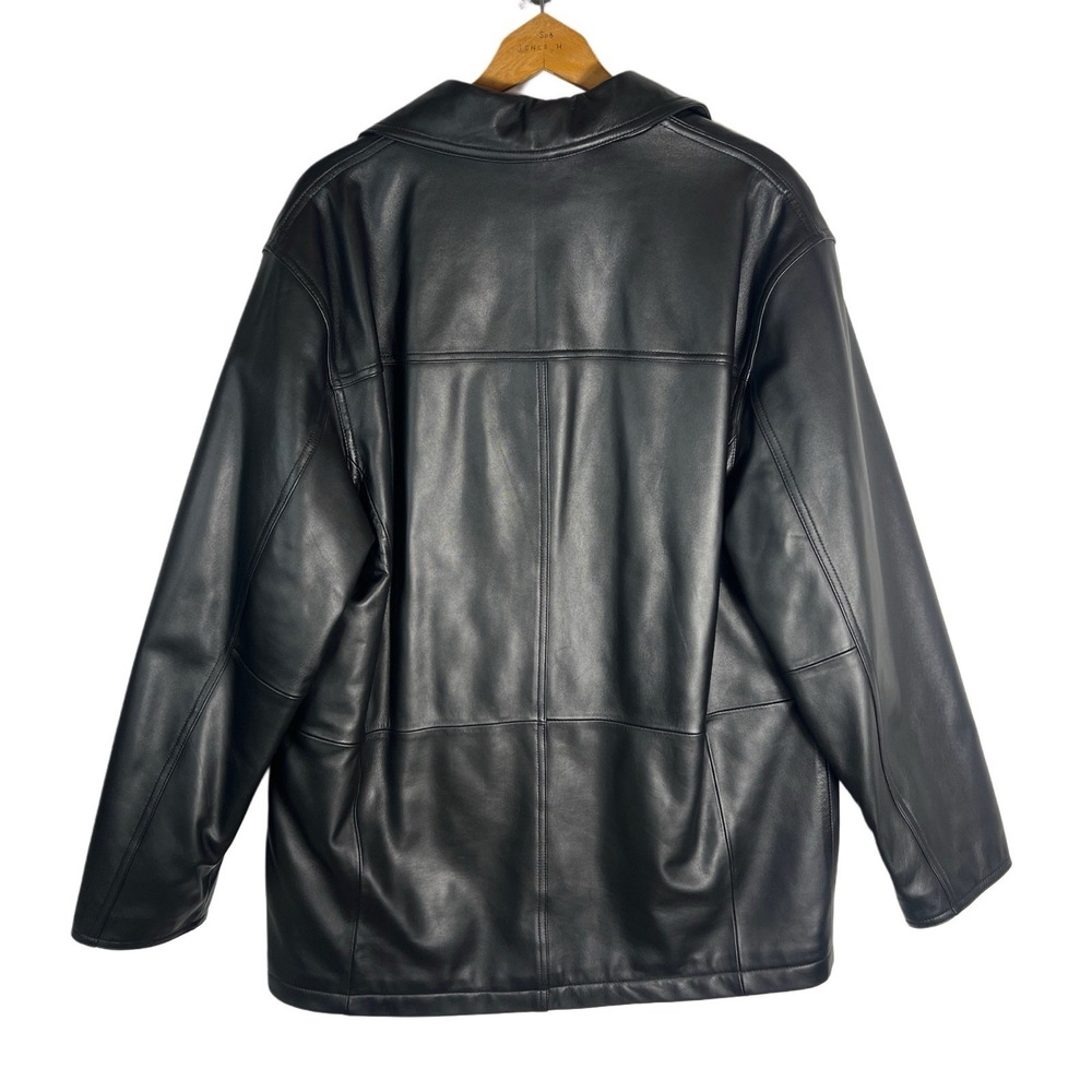 Black Lambskin Leather Car Coat Jacket Mens Large Roundtree & Yorke Classic - Picture 2 of 14